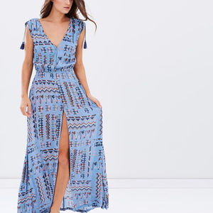 New Tigerlily Campeche Dress BLue MAXI BOHO DRESS